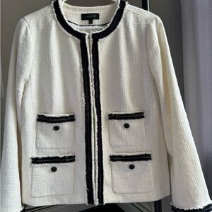 Talbots White and Black Blazer with Contrast Trim